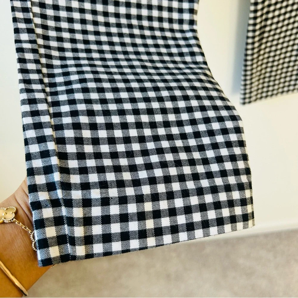 Zara Women’s Black White Gingham Ankle Cropped Pants Ruffle Trim Size M - Picture 11 of 14